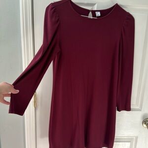 Cotton Mini Sheath Dress with Puffy Shoulder Sleeves